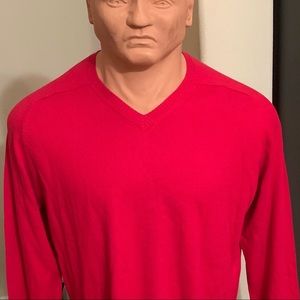 Lands End V- Neck Sweater Red XXL 15% Cashmere